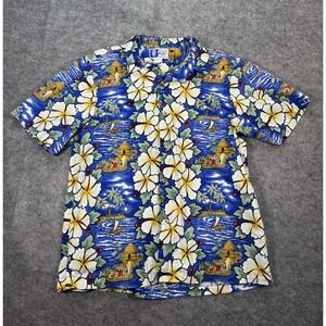 Vintage RJC Hawaiian Men XL Short Sleeve Hawaii USA Island Floral Sea Print